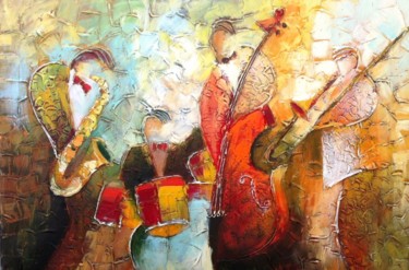 Painting titled "Jazz Swing" by Shaul Kosman, Original Artwork, Oil