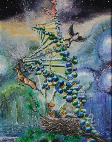 Schilderij getiteld "DNA" door Vyacheslav Shcherbakov, Origineel Kunstwerk, Acryl