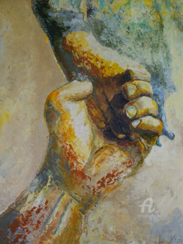 Pintura titulada "HANDS original pain…" por Vyacheslav Shcherbakov, Obra de arte original, Acrílico