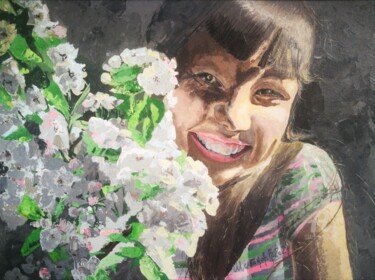 Картина под названием "Радость лета. Девоч…" - Vyacheslav Shcherbakov, Подлинное произведение искусства, Акрил