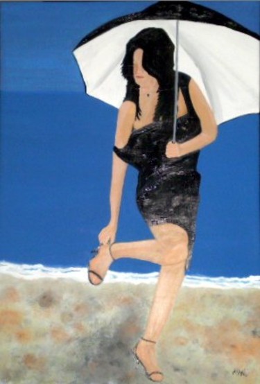 Painting titled "Girl with umbrella…" by Shearart.Blogspot, Original Artwork