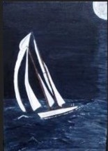 Painting titled "Moonlight Sailing" by Shearart.Blogspot, Original Artwork