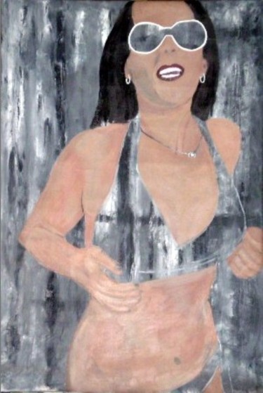 Painting titled "Woman running on th…" by Shearart.Blogspot, Original Artwork