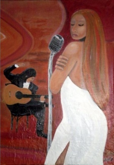 Painting titled "Guitarist and Singer" by Shearart.Blogspot, Original Artwork, Oil