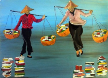 Painting titled "Book Club" by Shearart.Blogspot, Original Artwork, Oil