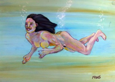 Painting titled "Swimmer" by Shearart.Blogspot, Original Artwork, Oil