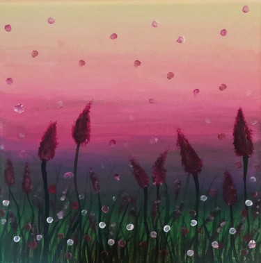Картина под названием "飞花 Falling Flowers" - Sheera Chan, Подлинное произведение искусства, Пигменты