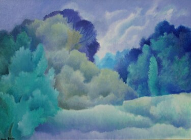 Painting titled "rêves bleus" by Sheila Querre, Original Artwork, Oil