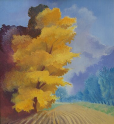 Peinture intitulée "Soleil d'Arbres" par Sheila Querre, Œuvre d'art originale, Huile