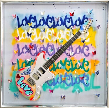 Γλυπτική με τίτλο "Music Love" από Shelby, Αυθεντικά έργα τέχνης, Ξύλο Τοποθετήθηκε στο Ξύλινο πάνελ