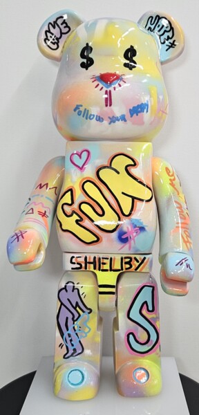 Skulptur mit dem Titel "Bearbrick Fun" von Shelby, Original-Kunstwerk, Acryl