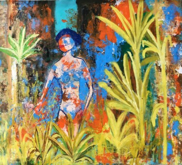 Painting titled "jungle girl" by Shelja_arts Shelja Garg, Original Artwork, Acrylic