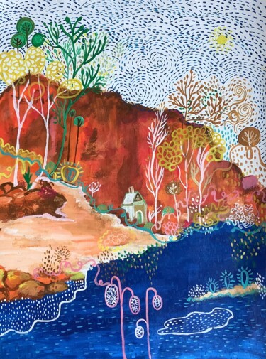Картина под названием "enchanted forest" - Shelja_arts Shelja Garg, Подлинное произведение искусства, Акрил