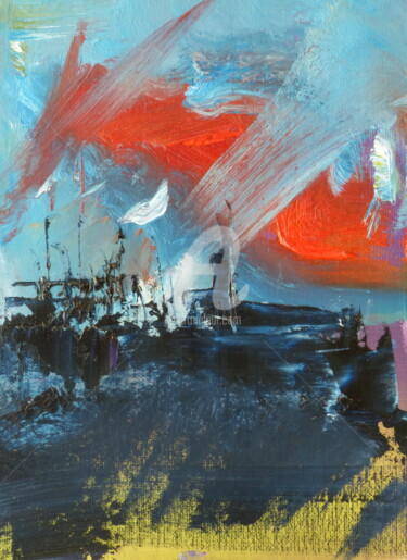 Peinture intitulée "Ciel du Nord" par Shelleigh Ocio, Œuvre d'art originale, Huile