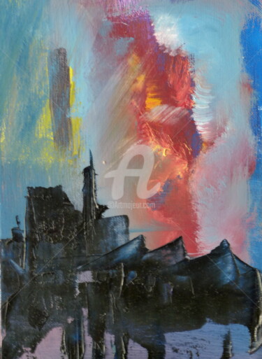 Painting titled "Ciel du Nord 3" by Shelleigh Ocio, Original Artwork, Oil