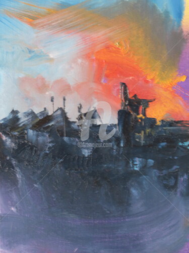 Pintura intitulada "Ciel du Nord 4" por Shelleigh Ocio, Obras de arte originais, Óleo