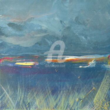 Картина под названием "The moon in the Dun…" - Shelleigh Ocio, Подлинное произведение искусства, Масло