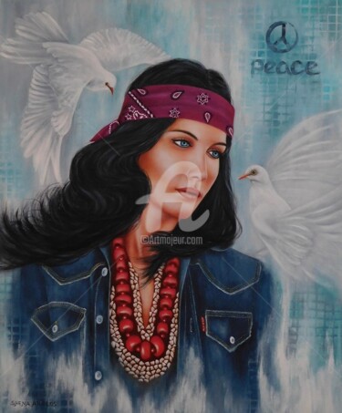 Malarstwo zatytułowany „"Peace"” autorstwa Shena Ajuelos, Oryginalna praca, Olej
