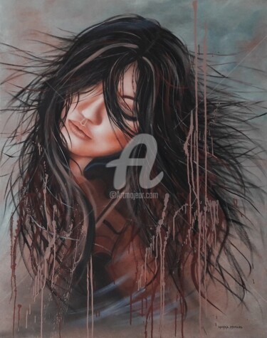 Картина под названием "La violoniste" - Shena Ajuelos, Подлинное произведение искусства, Масло