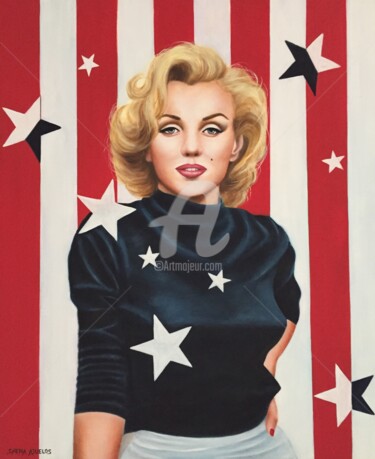 Painting titled ""Marylin"" by Shena Ajuelos, Original Artwork, Oil