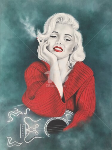 Painting titled ""Monroe"" by Shena Ajuelos, Original Artwork, Oil Mounted on Wood Stretcher frame