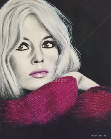 Painting titled "Brigitte Bardot" by Shena Ajuelos, Original Artwork, Oil