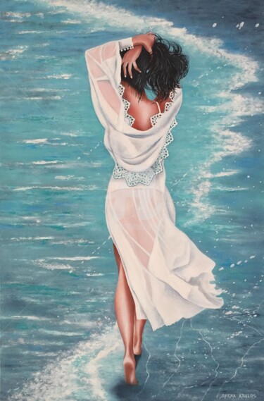 Painting titled "Rivage" by Shena Ajuelos, Original Artwork, Oil