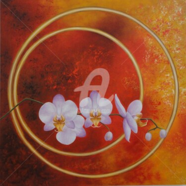 Malerei mit dem Titel ""Fleur d'orchidée"" von Shena Ajuelos, Original-Kunstwerk, Öl