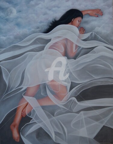 Peinture intitulée "L'endormie" par Shena Ajuelos, Œuvre d'art originale