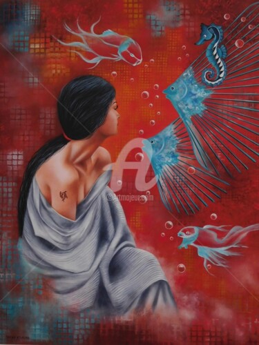 Painting titled ""Antinéa"" by Shena Ajuelos, Original Artwork, Oil