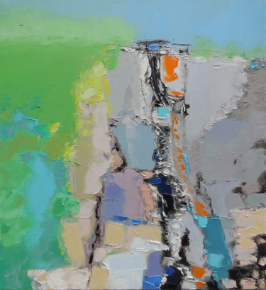 Dam on Choloki Painting titled "Dam on Choloki" by Andria Shengelia, Original Art, Oil