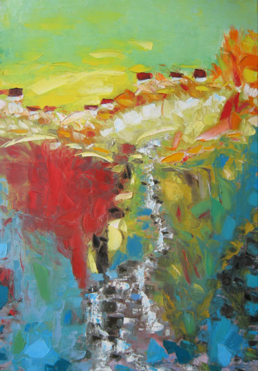 Gold-bearing creek Painting titled "Gold-bearing creek" by Andria Shengelia, Original Art, Oil