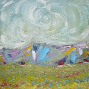 Painting titled "Rainbow hill" by Andria Shengelia, Original Artwork, Oil