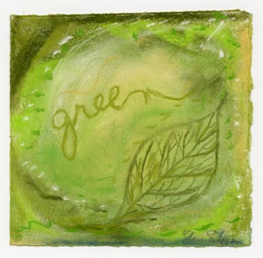 Disegno intitolato "Green Leaf" da Sherri Silverman, Opera d'arte originale, Pastello
