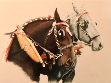 Drawing titled "Draft Team" by Sherry Tipton, Original Artwork, Pastel