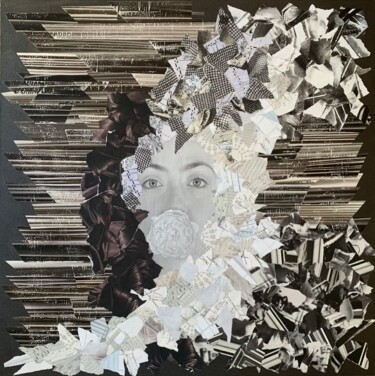 Collagen mit dem Titel "Masked" von Sheryl Goodman, Original-Kunstwerk, Collagen