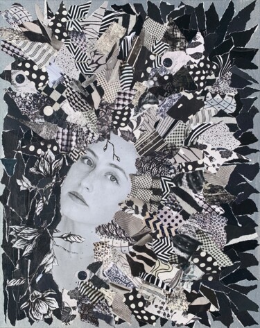 Collages intitulée "Always Black And Wh…" par Sheryl Goodman, Œuvre d'art originale, Collages Monté sur Châssis en bois