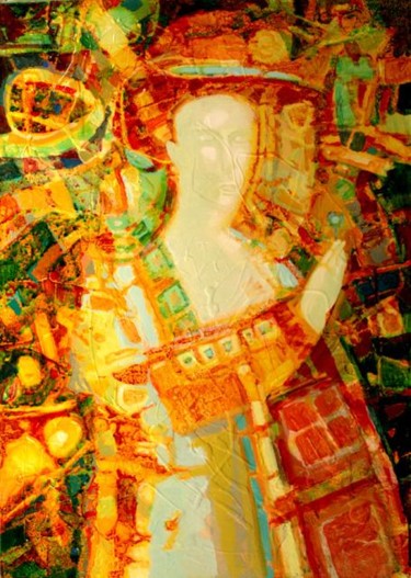 Painting titled "Дама с камельями" by Vladimir Shevardin, Original Artwork, Oil