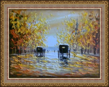 Картина под названием "Золотая осень в гор…" - Андрей Шевченко, Подлинное произведение искусства, Масло