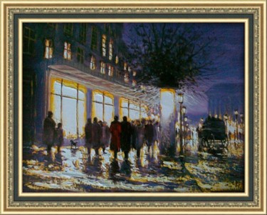 Картина под названием "Ночной город" - Андрей Шевченко, Подлинное произведение искусства, Масло