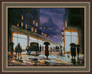 Картина под названием "Поздний вечер в гор…" - Андрей Шевченко, Подлинное произведение искусства, Масло