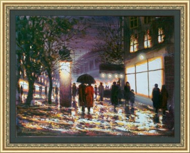 Картина под названием "Вечерняя прогулка" - Андрей Шевченко, Подлинное произведение искусства, Масло