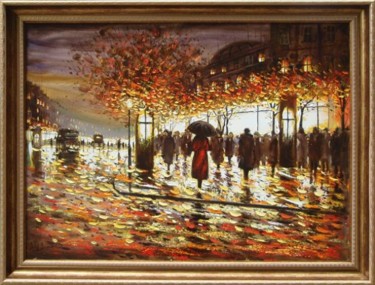 Картина под названием "Теплый осенний вечер" - Андрей Шевченко, Подлинное произведение искусства, Масло