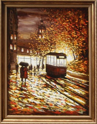 Картина под названием "Дождливый вечер" - Андрей Шевченко, Подлинное произведение искусства, Масло