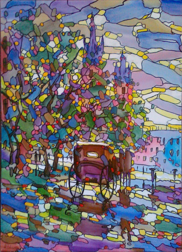 Картина под названием "Город" - Андрей Шевченко, Подлинное произведение искусства, Масло