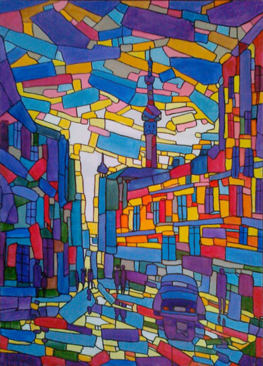Картина под названием "Городские мотивы" - Андрей Шевченко, Подлинное произведение искусства, Масло