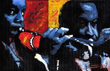 Malerei mit dem Titel "Jazz Trumpeters" von Yuriy Shevchuk, Original-Kunstwerk, Öl