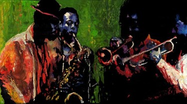 Peinture intitulée "Jazz Band 01" par Yuriy Shevchuk, Œuvre d'art originale, Huile