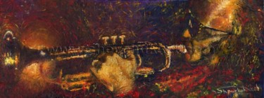 Malerei mit dem Titel "Jazz Miles Davis 01" von Yuriy Shevchuk, Original-Kunstwerk, Öl