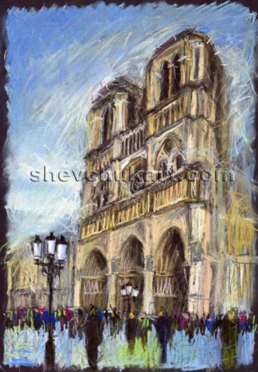 Pintura intitulada "Paris Notre-Dame de…" por Yuriy Shevchuk, Obras de arte originais, Pastel